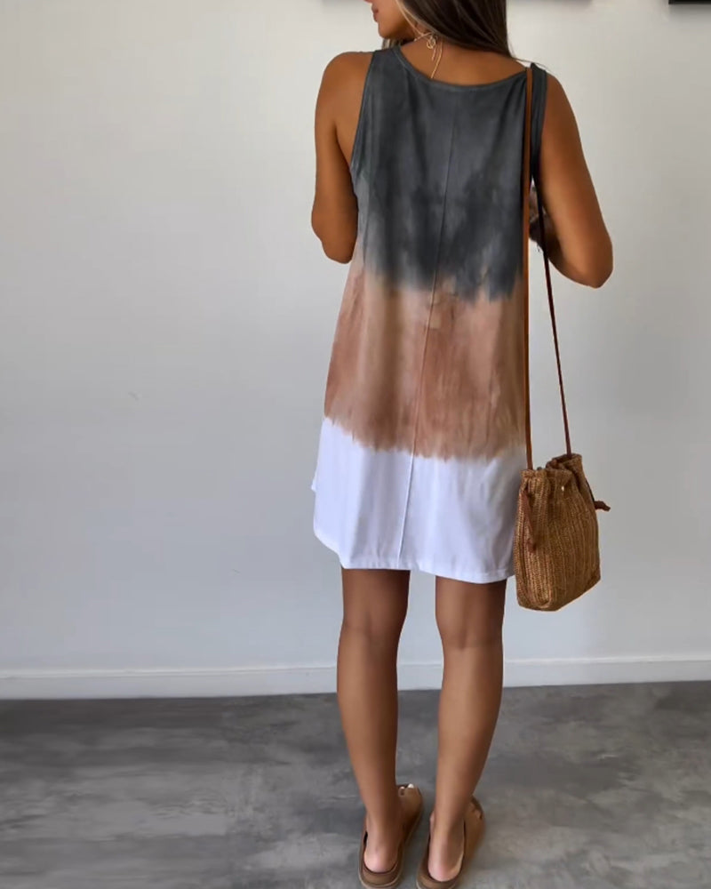 Ärmelloses Freizeitkleid in Farbblockoptik