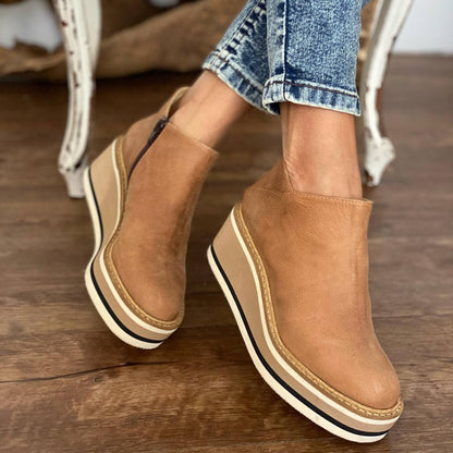 Braun | Stiefeletten mit Keilabsatz
