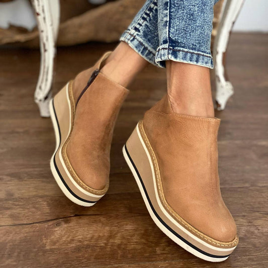 Braun | Stiefeletten mit Keilabsatz
