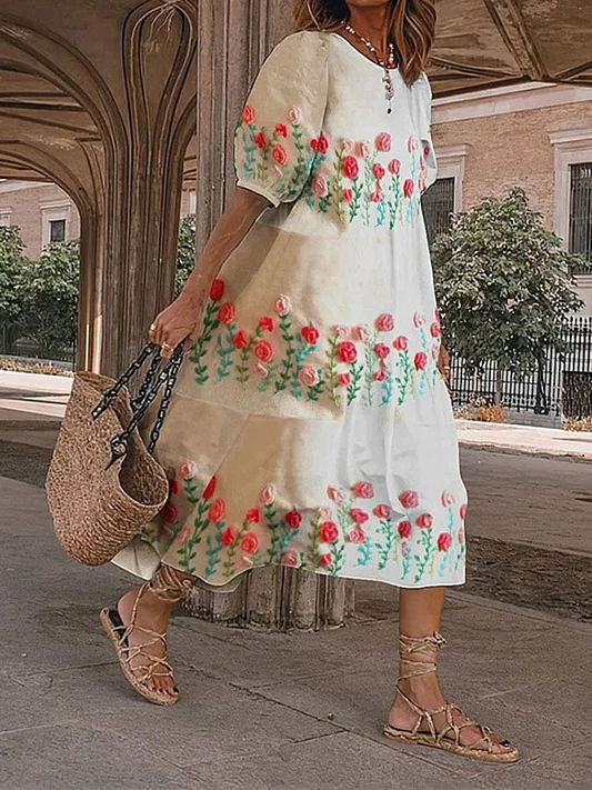 – Damenkleid mit Vintage-Blumendruck