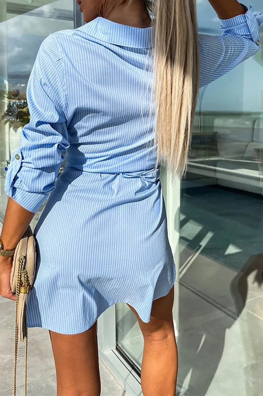 Casual Simplicity Solid Pocket Shirt Kragen Shirt Kleid Kleider