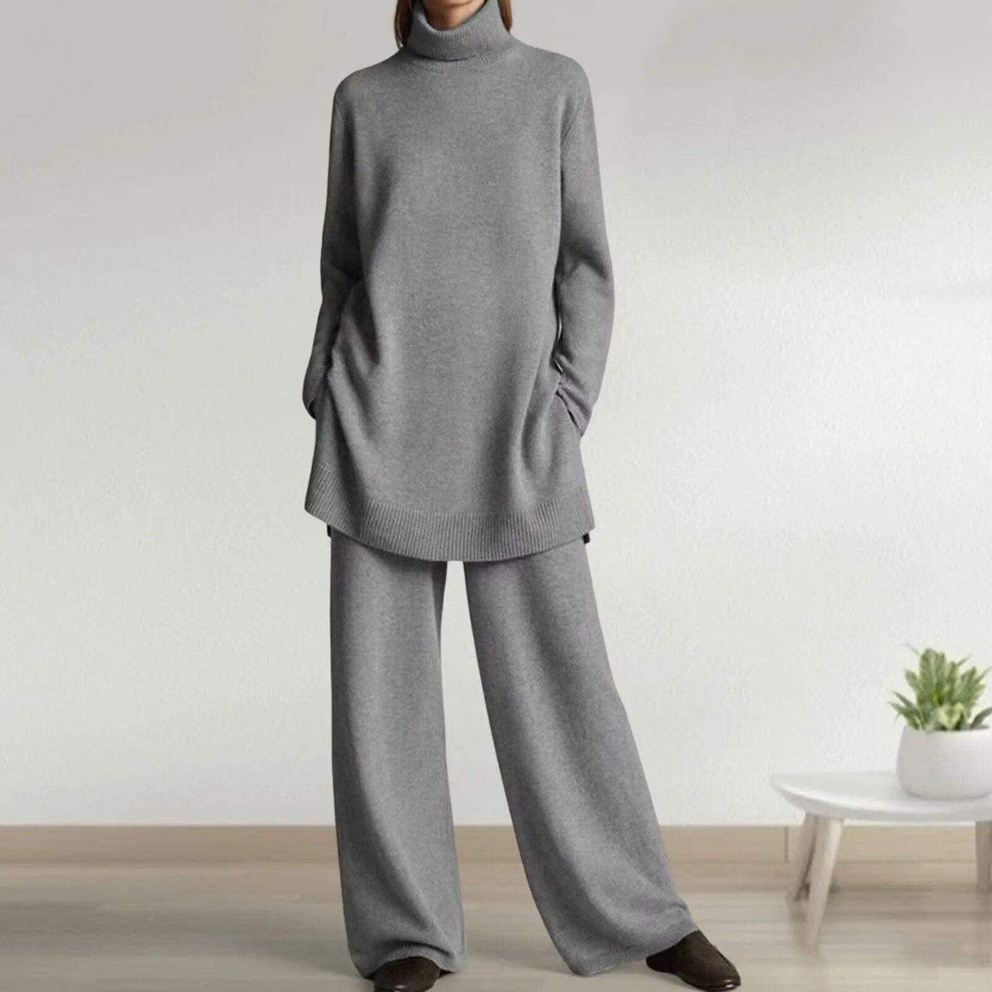 WW | Pullover Mit Kragen Und Weitem Hosenbein