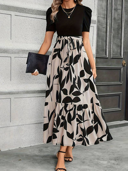 Damen  Elegantes Blumen Kleid | Maxi