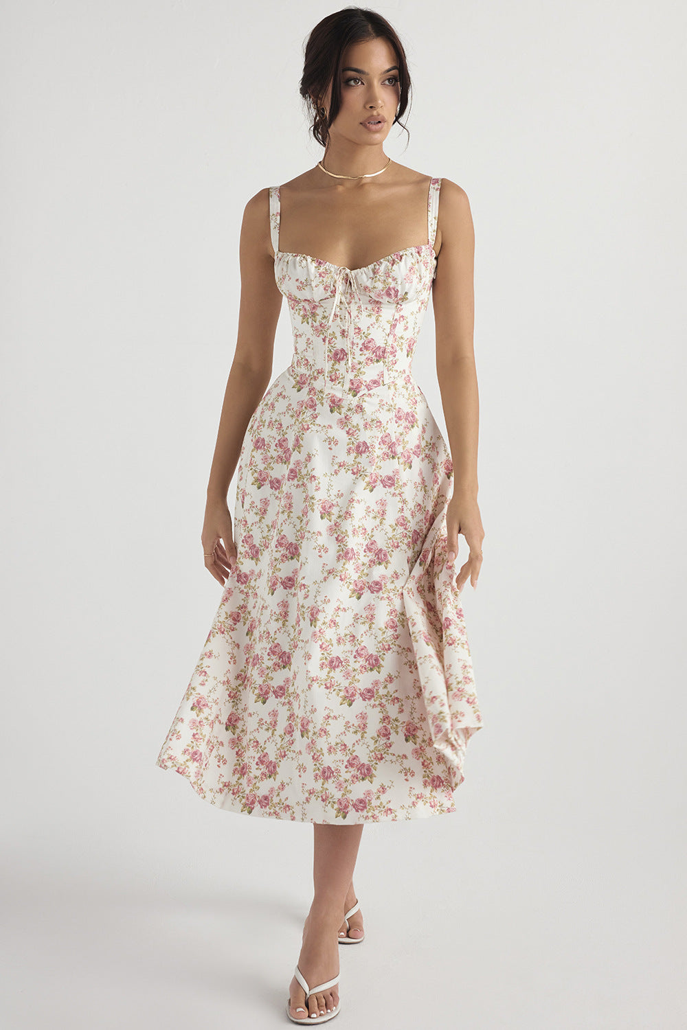 Zeitlos Neue Frauen Floral Print Kleid mit Riemen