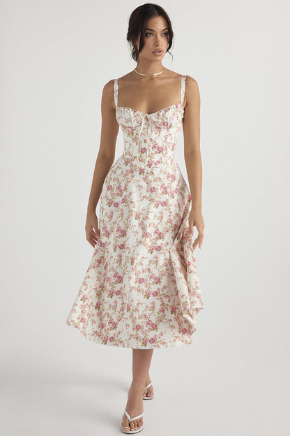 Zeitlos Neue Frauen Floral Print Kleid mit Riemen