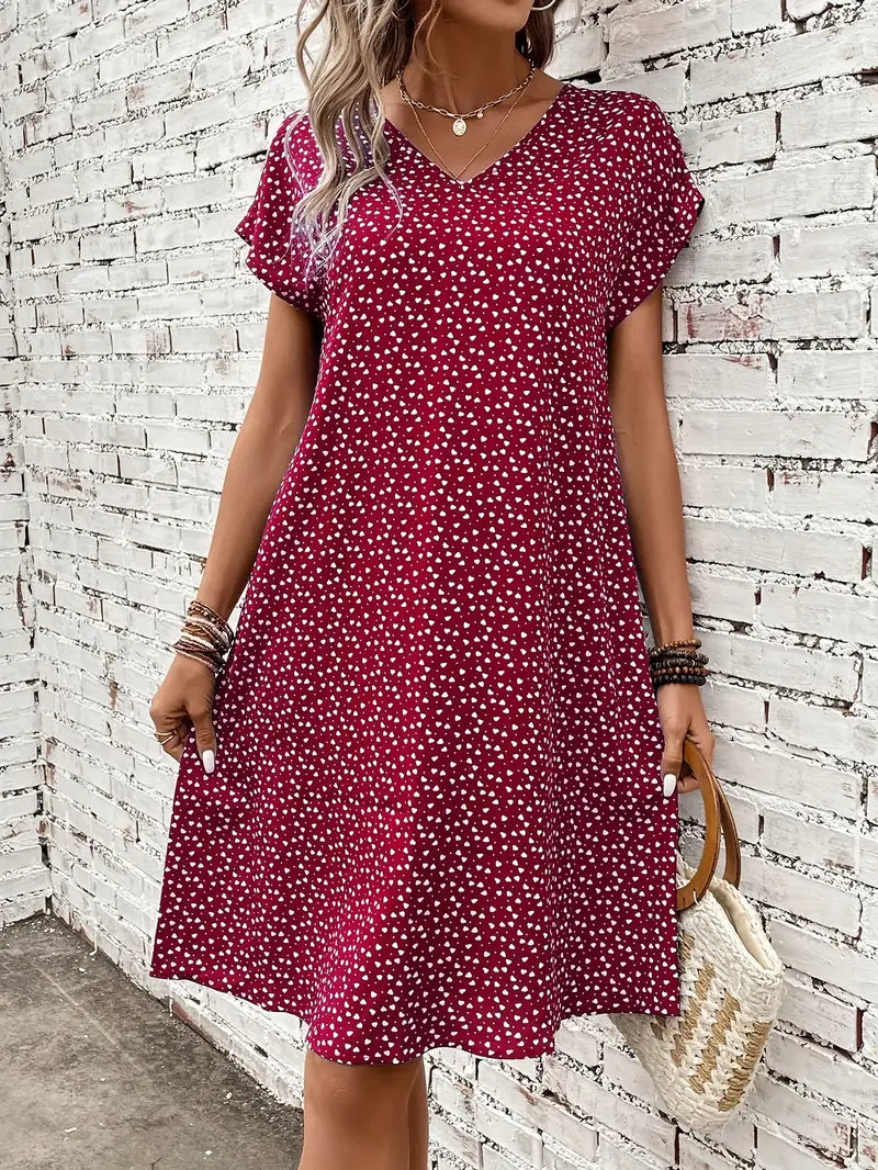 – allover-print-kleid mit fledermausärmeln