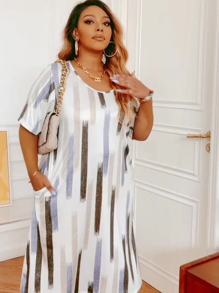 Kurzarm mit Multidruck Damen Kleid