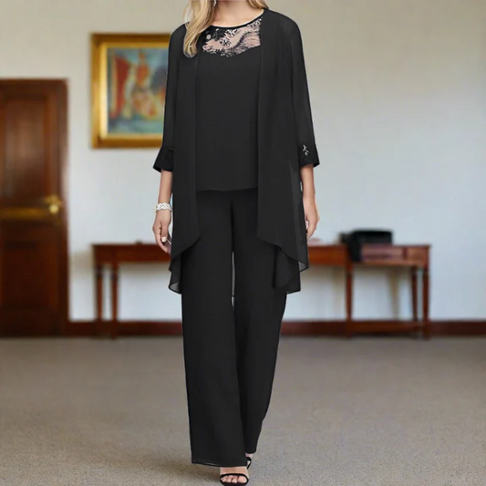 WW | Lässiges 3 Teiliges Satz Mit Langen Ärmeln Und Weiten Hosenbeinen Für Einen Luxuriösen Look