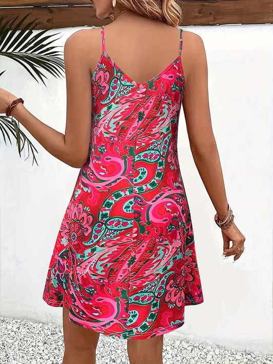 – ärmelloses cami-kleid im urlaubsstil
