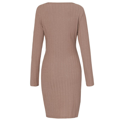Wickelkleid mit geripptem Stoff