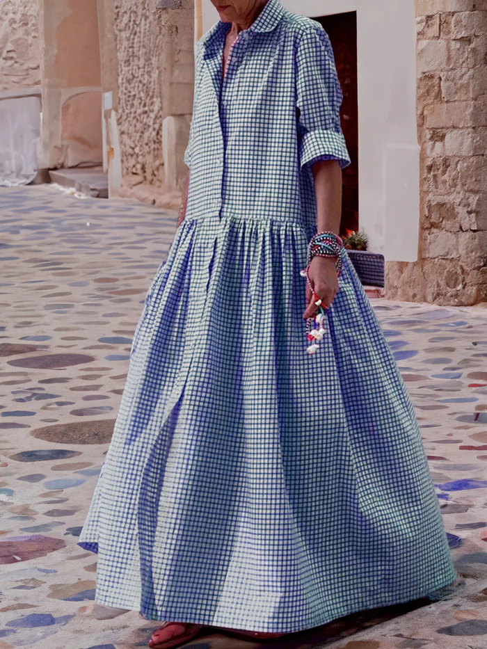 Blusenkleid mit Knöpfen und Kragen für Damen | Lilian
