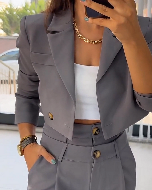 WW | Zweiteiliges Lässig Satzz Mit Blazer Und Hochtaillierter Hose