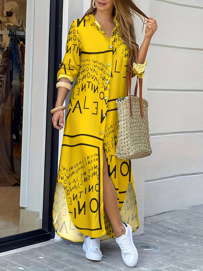 – maxi-hemdkleid mit schmetterlingsprint