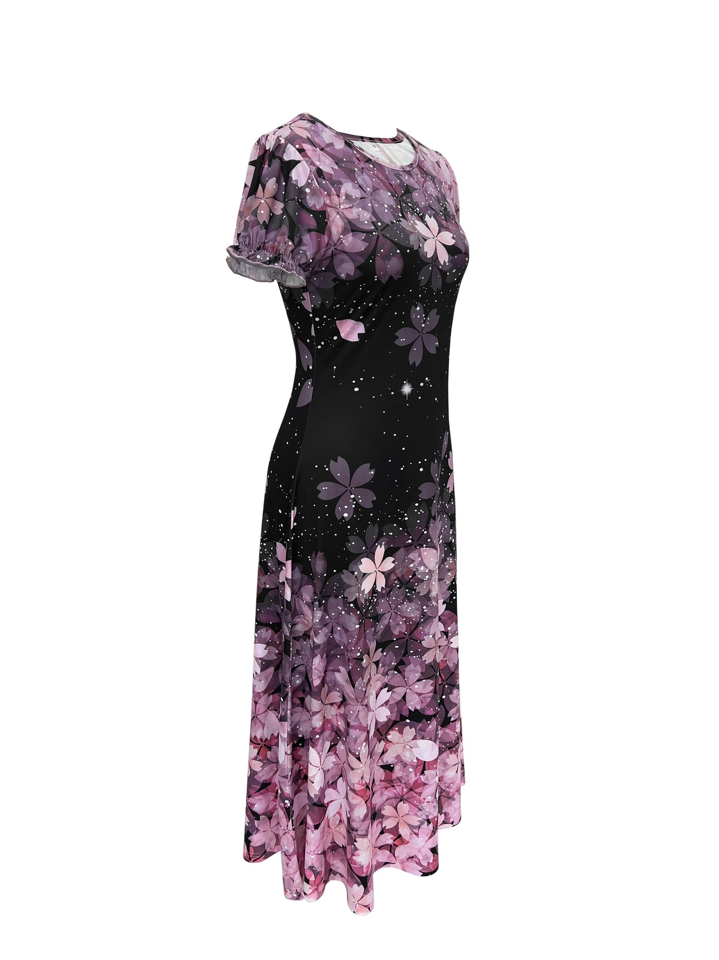 Blumen Maxi Damen Kleid | Rosa