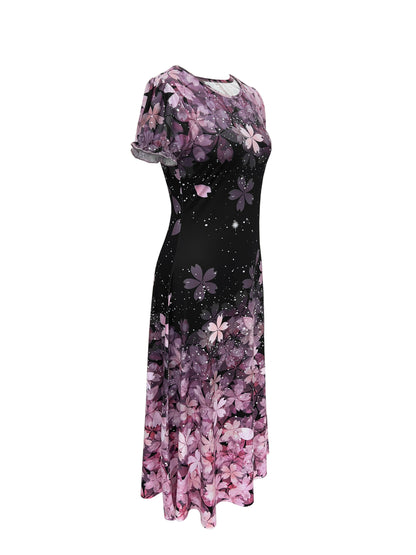 Blumen Maxi Damen Kleid | Rosa