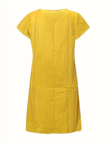 – freizeitkleid mit zwei taschen und kurzen armeln