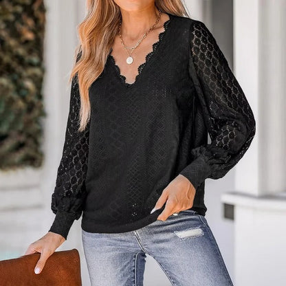 Merche Bluse mit hohlem Druck für Frauen perfekt für sommerliche Stimmung