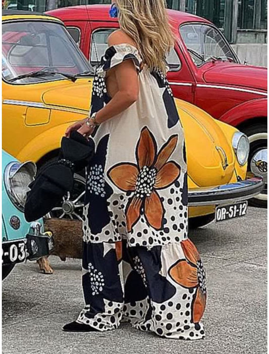 Blumenmuster Sommerkleid ohne Schultern für Damen | Kendall