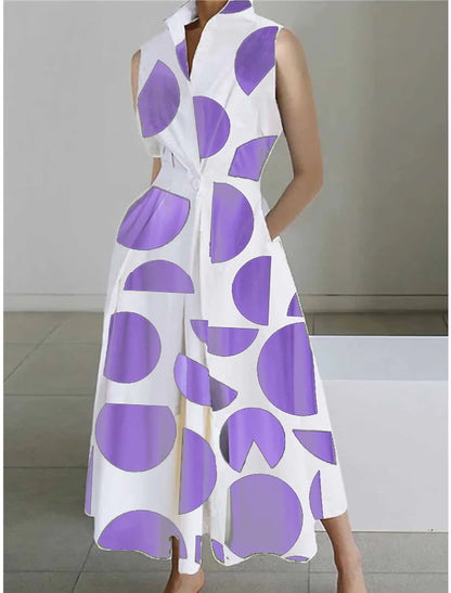 Sommerkleid mit Kragen und exotischem Druck für Damen | Karina