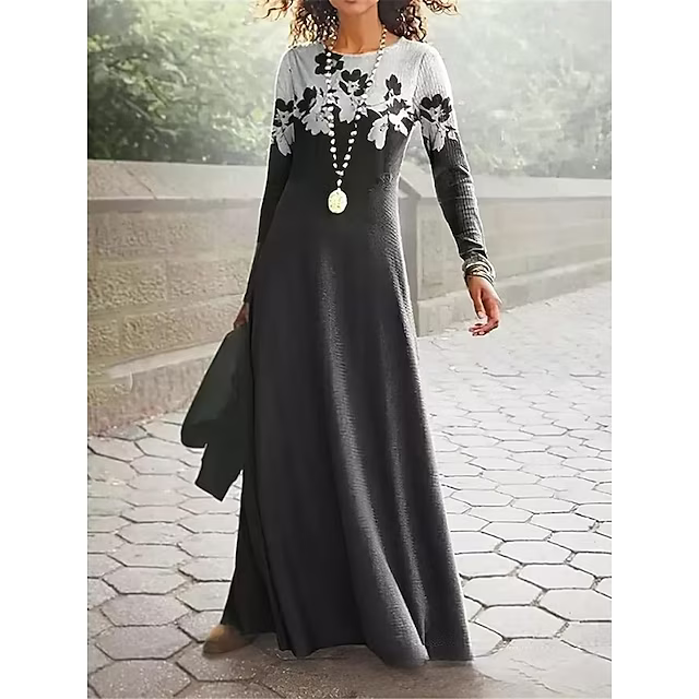 Maxikleid mit verschiedenen abstrakten Mustern für Damen | Anne