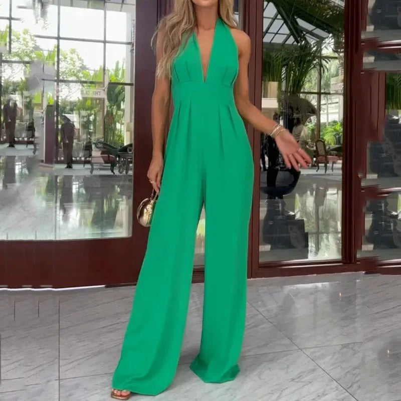 Merche ärmelloser Jumpsuit mit einfachem V-Ausschnitt und Hose