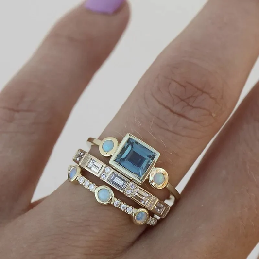 WW | Weinlese Ringe Mit Blauen Kristallen