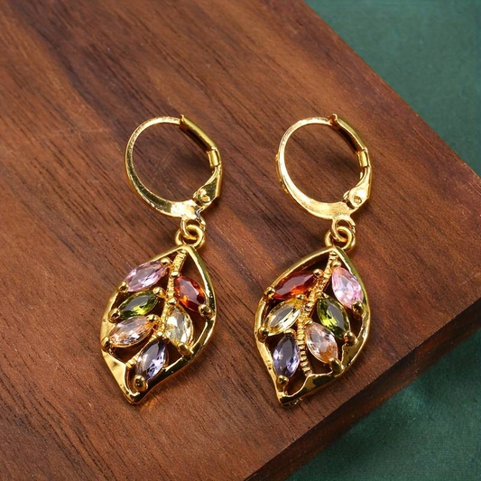 WW | Weinlese-Blattschmuck mit bunten Zirkonia