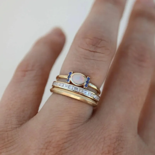 WW | Weinlese Goldringe Mit Opal