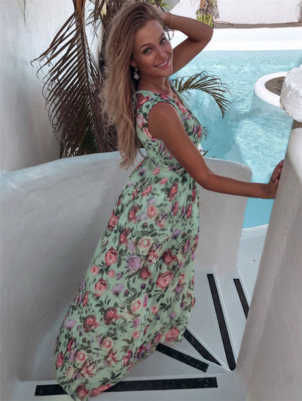 V-Ausschnitt Sommerkleid mit Blumenmuster für Damen | Jolanda