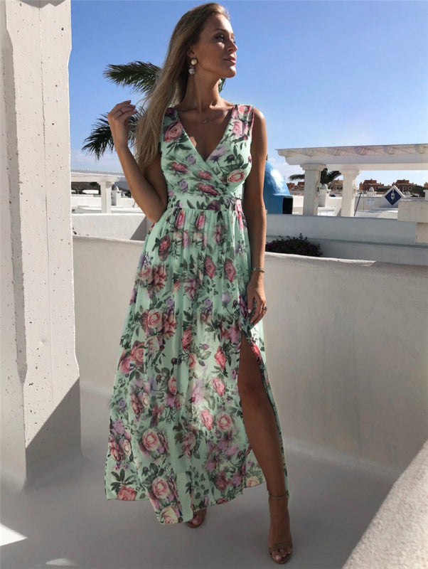 V-Ausschnitt Sommerkleid mit Blumenmuster für Damen | Jolanda