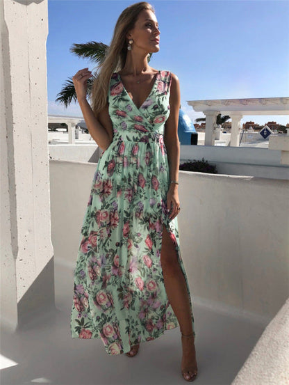 V-Ausschnitt Sommerkleid mit Blumenmuster für Damen | Jolanda