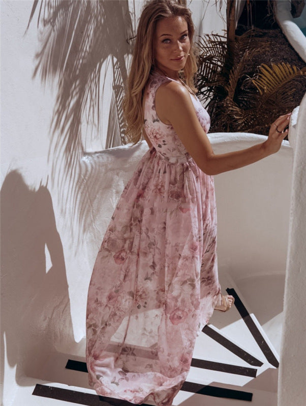 V-Ausschnitt Sommerkleid mit Blumenmuster für Damen | Jolanda