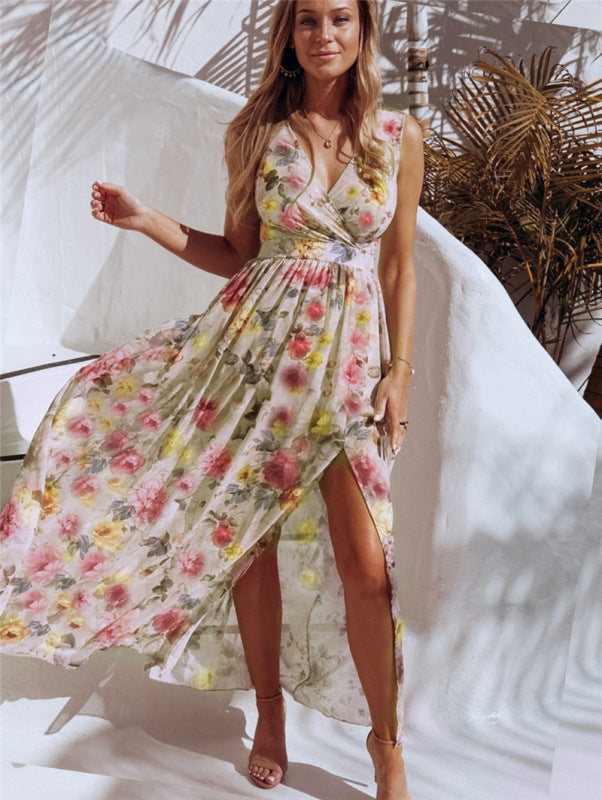 V-Ausschnitt Sommerkleid mit Blumenmuster für Damen | Jolanda