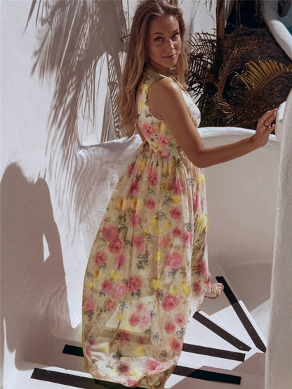V-Ausschnitt Sommerkleid mit Blumenmuster für Damen | Jolanda