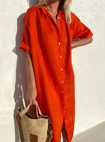 – hemdblusenkleid aus leinen