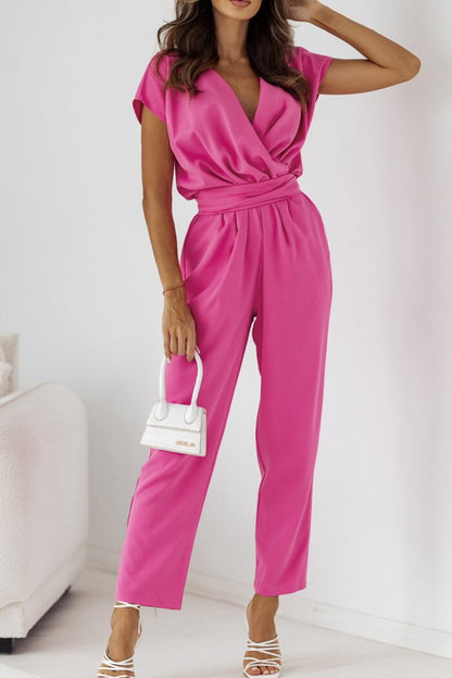 Merche V-Ausschnitt mit Gürtel Design Jumpsuit ideal für Party