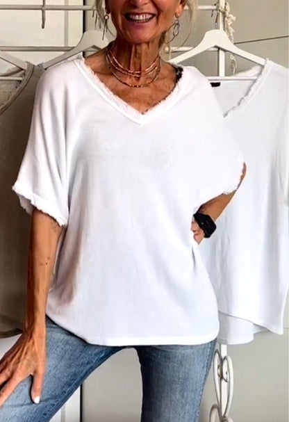 Merche Farbe V-Ausschnitt Damen Top für bequeme Sommer-Look