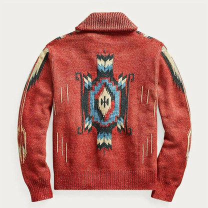 WW | Weinlese Jacquard Revers Langarm Strickjacke