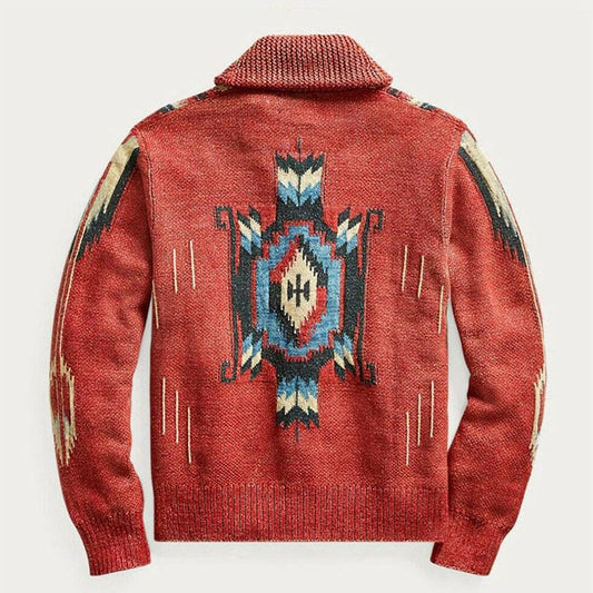 WW | Weinlese Jacquard Revers Langarm Strickjacke