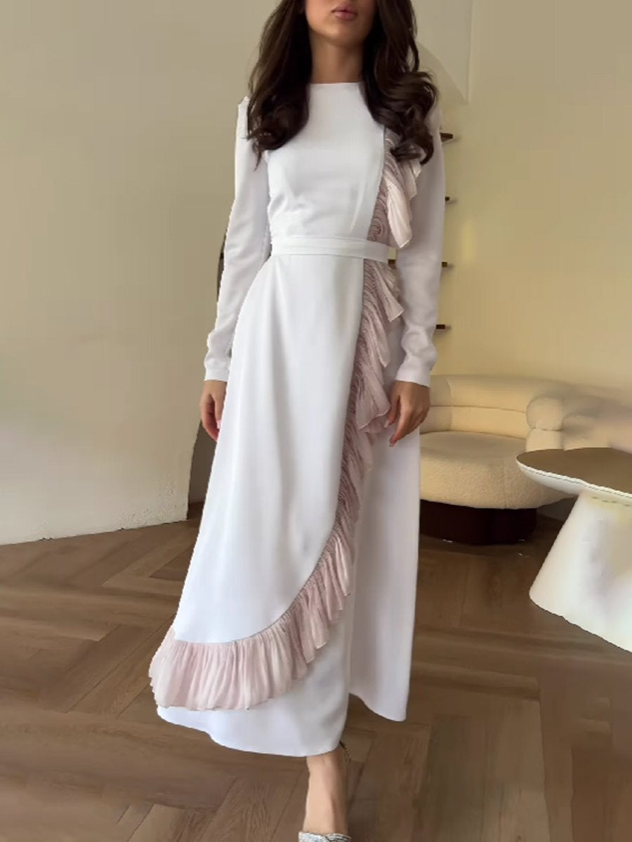Patchwork-Nähte Elegantes Langarmkleid