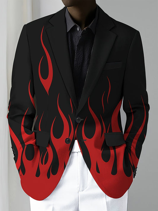 WW | Weinlese Blazer Mit Kontrastflammenprint Und Knopfverschluss