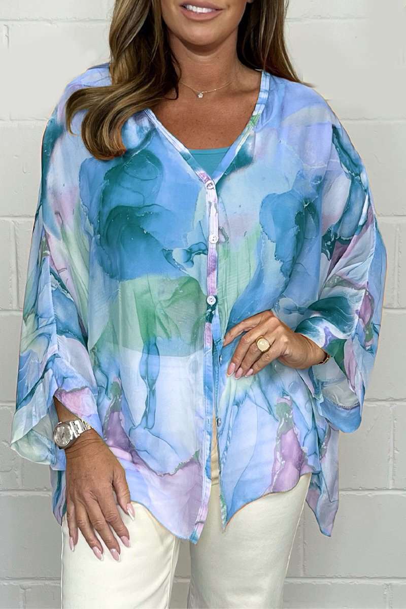 Merche bedruckt mit Puffärmel Damenbluse für den Sommer