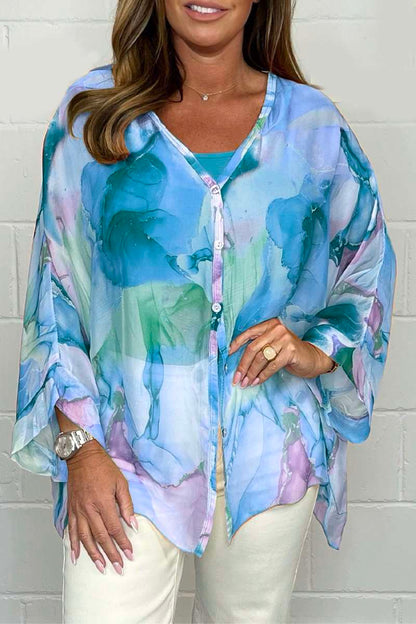 Merche bedruckt mit Puffärmel Damenbluse für den Sommer
