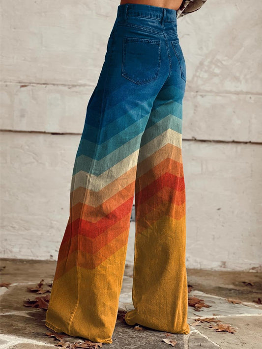 WW | Retro Fischgräten Flared Hosen Für Frauen