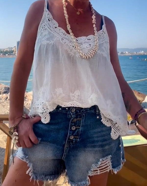Ärmellose Tops aus Spitze für Frauen perfekt für den Sommer