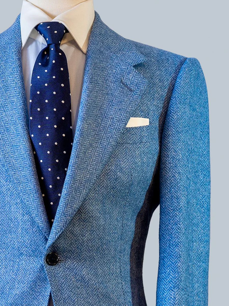 WW | Weinlese Fischgrät Wolle Revers Blazer Zeitloser Stil