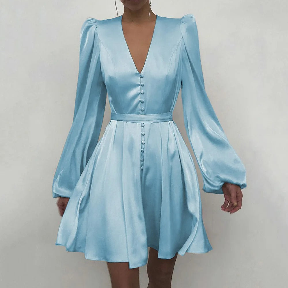 Merche plissiertes Sommerkleid mit V-Ausschnitt