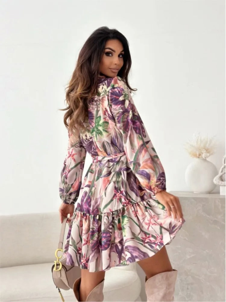 Merche Sommerkleid mit langen Ärmeln und Blumendruck