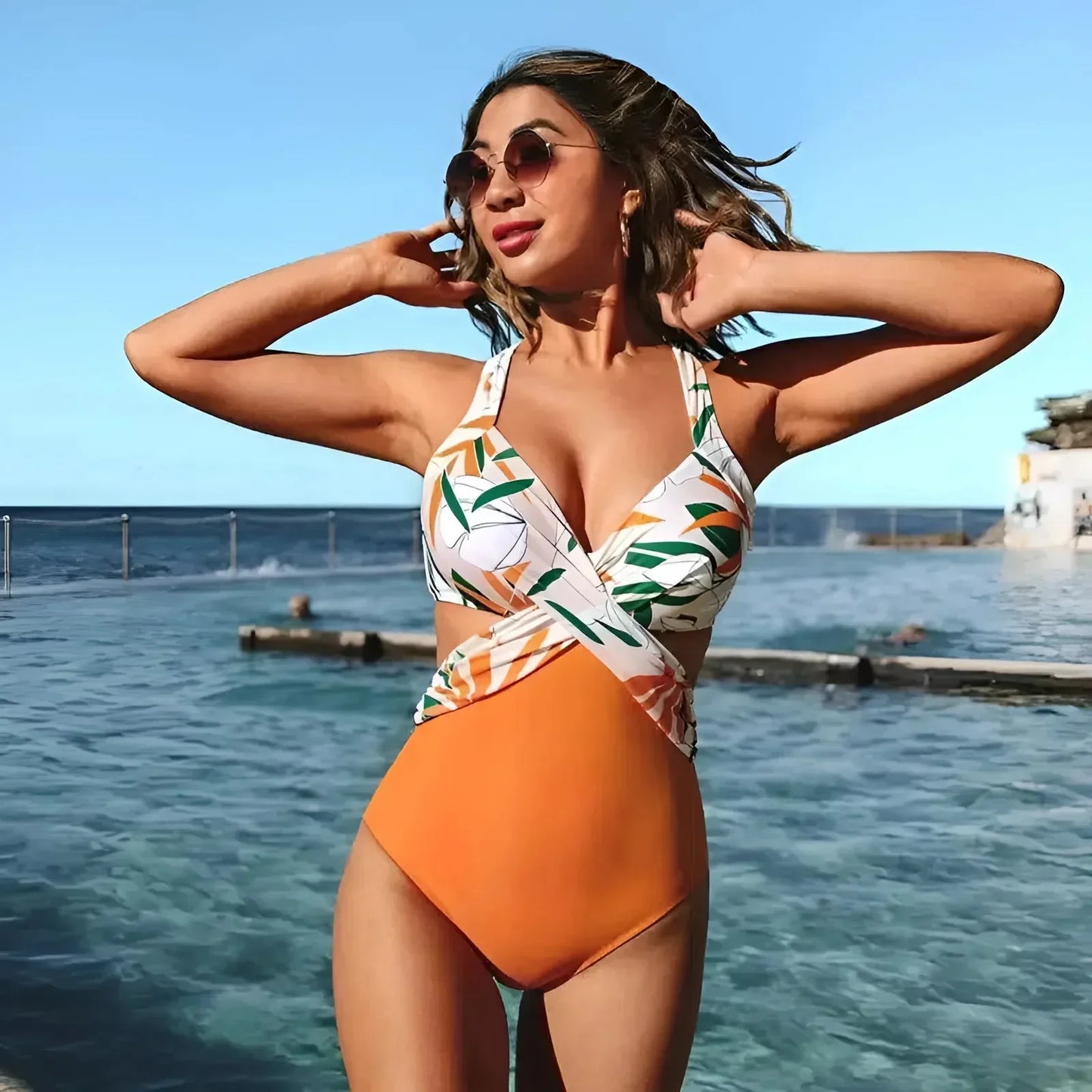 Ausschnitt Monokini Badeanzug