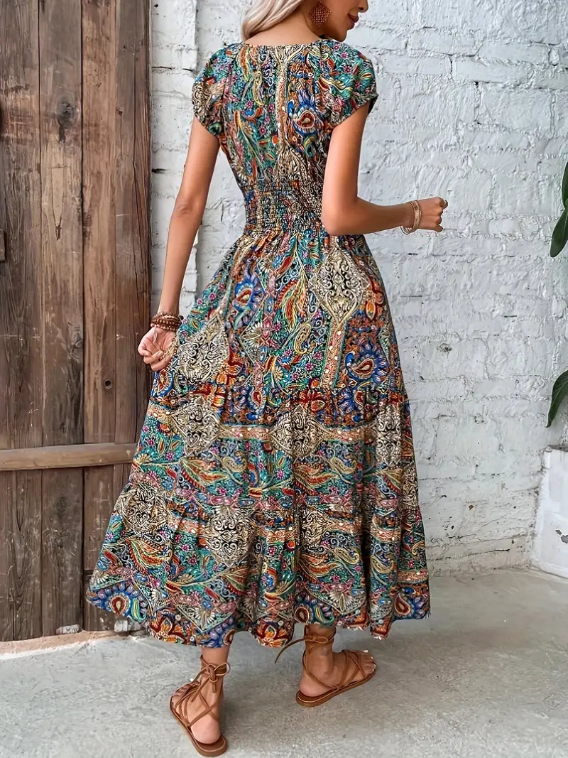 Kleid mit V-Ausschnitt und Paisley-Muster | Dianne